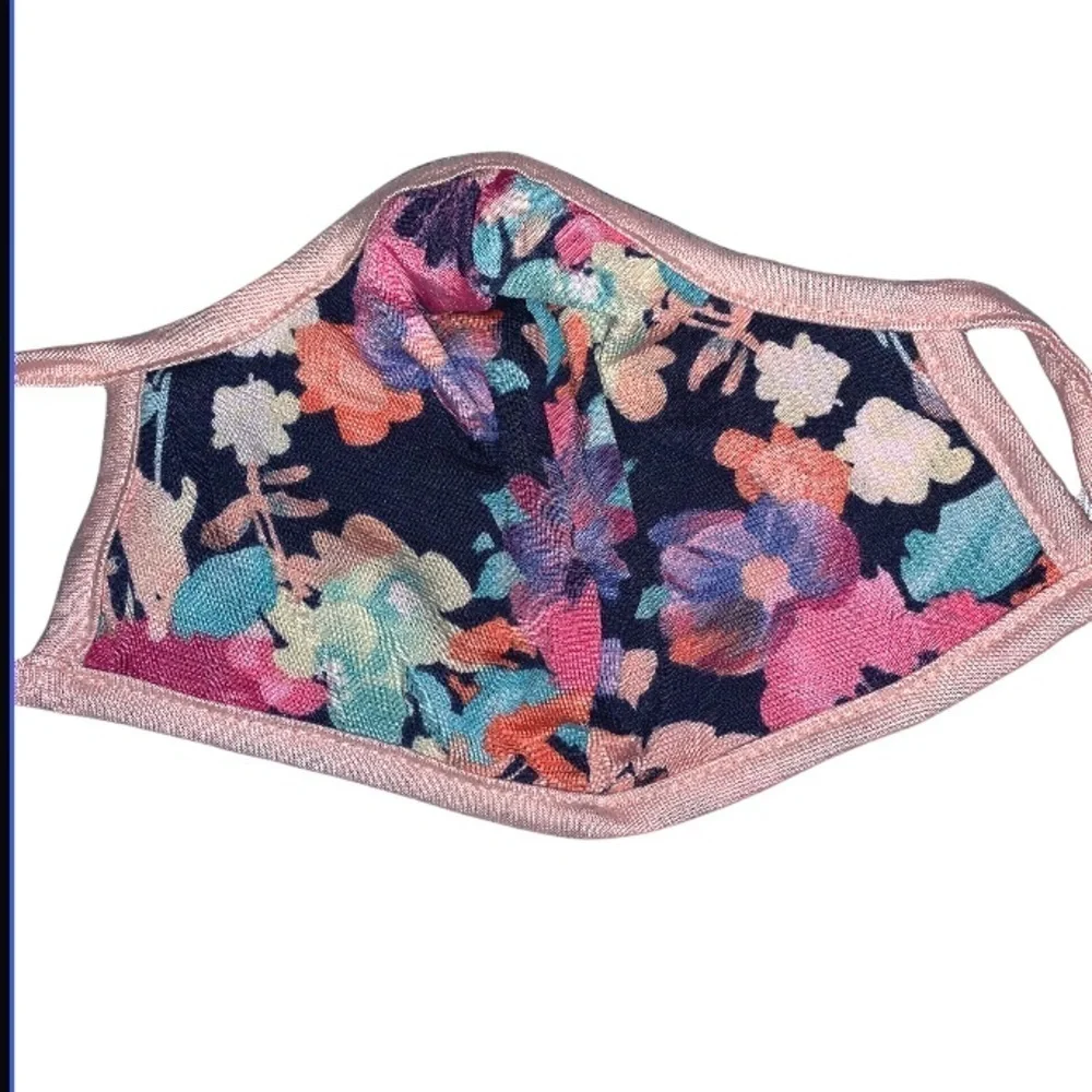 Pink and blue floral face mask